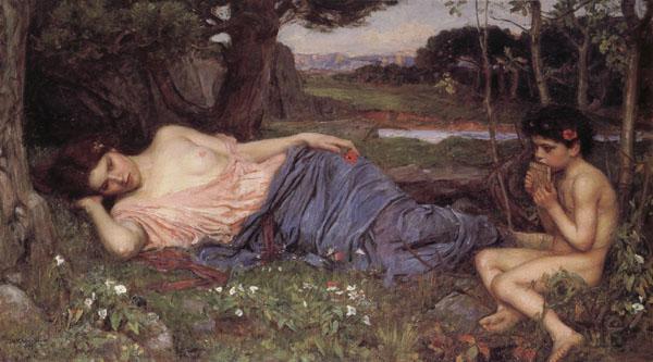 John William Waterhouse Listening to My Sweet Piping oil painting image
